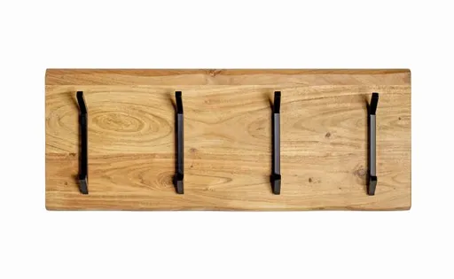 Wandgarderobe - B ca. 90 cm, Akazie, Schwarz