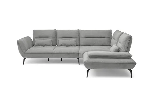 Ecksofa PAYTON - 2,5-Sitzer, Ecke rechts inkl. Rückenneigung, Armteilverstellung, Stoff, Silbergrau