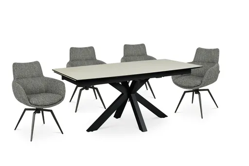 Esstisch MELANIA - ausziehbar, LB ca. 180x95 cm, Glaskeramik, Travertin farbig