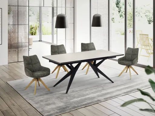 Esstisch MICHELA - ausziehbar, LB ca. 180x95 cm, Glaskeramik, Travertin farbig