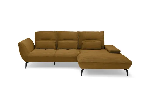 Ecksofa PAYTON - 2-Sitzer, Ecke rechts inkl. Rückenneigung, Armteilverstellung, Stoff, Senfgelb