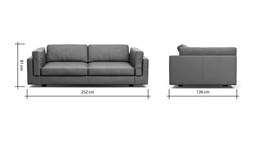 Sofa Aprino 3 - 3,5-Sitzer XL, Dickleder, Cognac, Armlehne Kissen