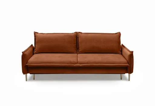Sofa - 3-Sitzer inkl. Schlaffunktion und Bettkasten, Stoff, Rost