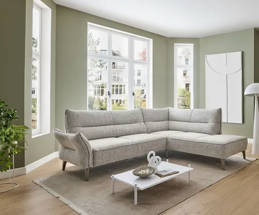 Ecksofa - 2,5-Sitzer mit Ecke rechts, Stoff, Beige