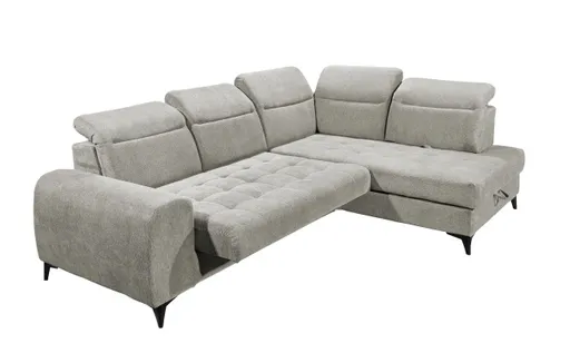 Ecksofa - 2-Sitzer, Ecke rechts inkl. Funktionen, Stoff, Taupe