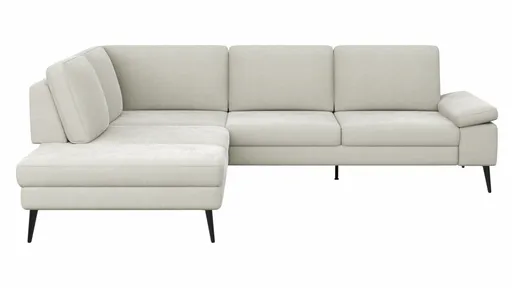 Ecksofa Houston - 1-Sitzer mit Abschlussteil links, Eckelement und 2,5-Sitzer rechts, inkl. Sitztiefenverstellung und Armlehne klappbar, Stoff, Natur