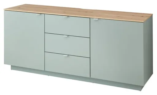 TV-Sideboard - Olivgrün, Eiche Dekor