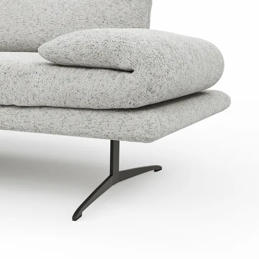 Ecksofa Lucero 2.0 - Longchair mit 2-Sitzer rechts inkl. Sitztiefenverstellung, Drehsitz und Sitztiefe verstellbar, Stoff, Offwhite