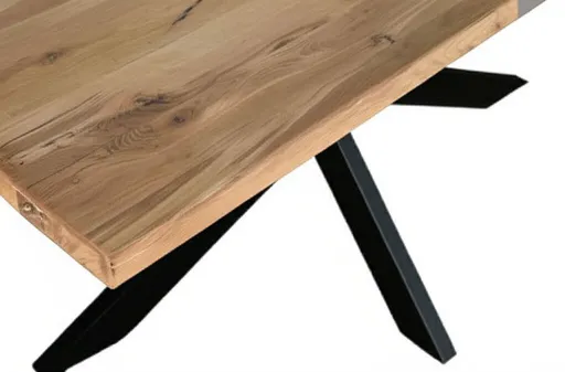 Esstisch - LB ca. 200x100 cm, Wildeiche massiv geölt, Schwarz