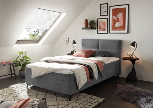 Boxbett - Liegefläche ca. 120x200 cm, Stoff, Grau