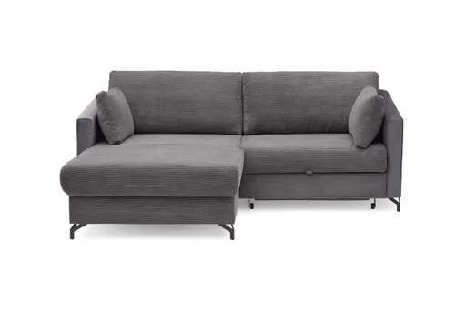 Ecksofa - 1,5-Sitzer, Ecke rechts inkl. Schlaffunktion und Bettkasten, Stoff, Grau