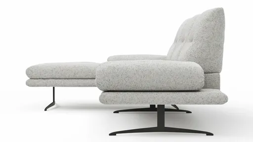 Ecksofa Lucero 2.0 - Longchair mit 2-Sitzer rechts inkl. Sitztiefenverstellung, Drehsitz und Sitztiefe verstellbar, Stoff, Offwhite