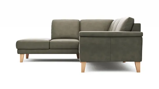 Ecksofa Rockport A - Ecke links mit 2,5-Sitzer, Leder, Dunkelgrau