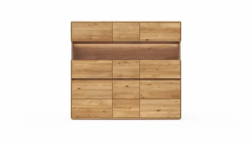 Highboard Hillsboro - inkl. Beleuchtung, Wildeiche natur, geölt