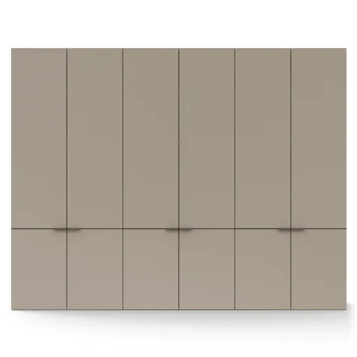 Drehtürenschrank Matera - BHT ca. 301x235x60 cm, Lack Matt, Muschelgrau, Griffe Coffee