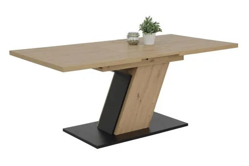 Esstisch - ausziehbar, LB ca. 140x90 cm, Eiche Dekor, Schwarz