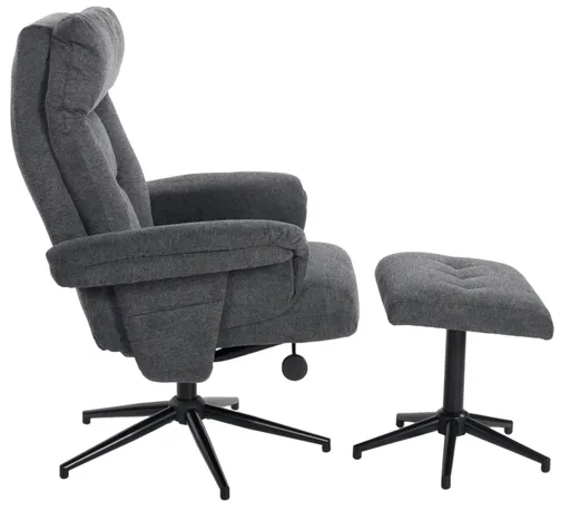 Relaxsessel mit Hocker - drehbar, Relaxfunktion, Webstoff, Anthrazit