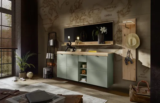 Regal - B ca. 30 cm, Schilfgrün, Artisan Eiche Nachbildung