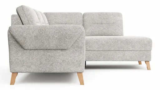 Ecksofa Almyra - 2,5-Sitzer mit Ottomane rechts, Stoff, Silbergrau