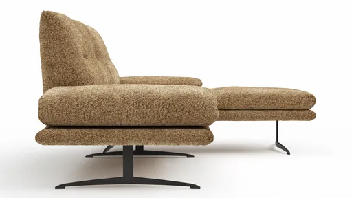 Ecksofa Lucero 2.0 - 2-Sitzer mit Longchair rechts inkl. Rückenlehne verstellbar, Stoff, Cognac