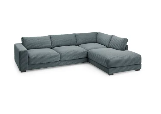 Ecksofa - 3-Sitzer mit Ecke rechts, Cord, Azur