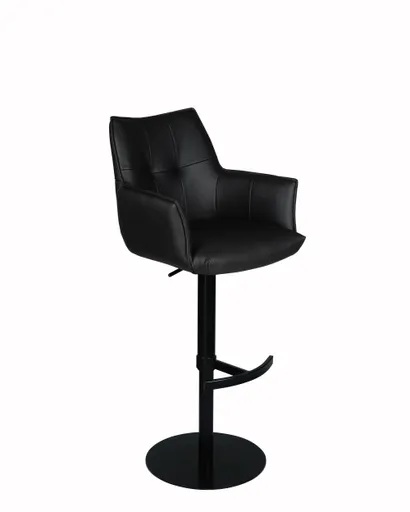 Barhocker MAKANA - drehbar, höhenverstellbar, Stoff, Schwarz