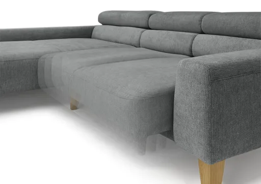 Ecksofa CHENOA - 2-Sitzer mit Longchair rechts, Sitzvorzug motorisch, Stoff, Anthrazit