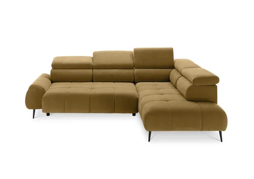 Ecksofa - 2-Sitzer mit Ecke rechts, Sitzvorzug motorisch, Kopfteil verstellbar, Stoff, Amber