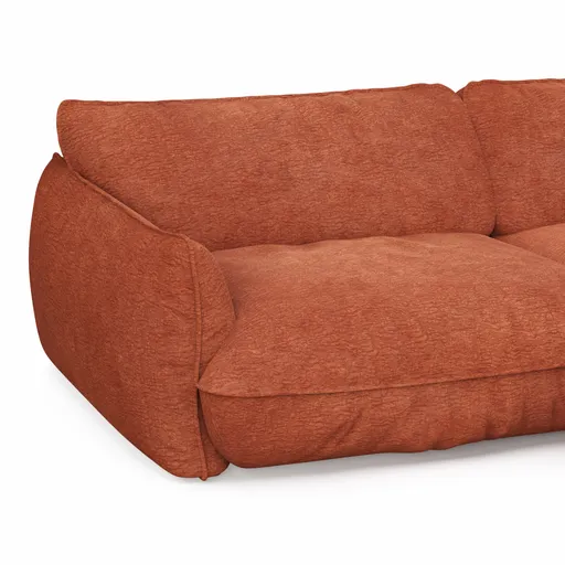 Ecksofa Fluffy - 2,5-Sitzer mit Longchair rechts inkl. Rückenlehne verstellbar, Stoff, Kupfer