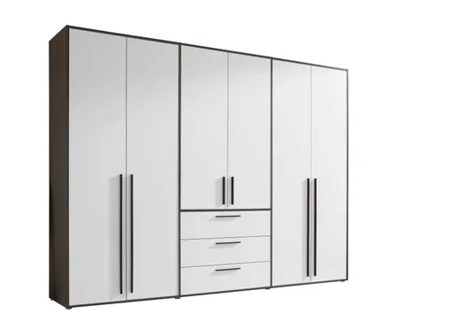 Drehtürenschrank- B ca. 270 cm, Graphit, Weiß