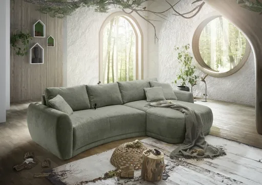 Ecksofa JOSUA - 3-Sitzer, Ecke rechts, Stoff, Olive