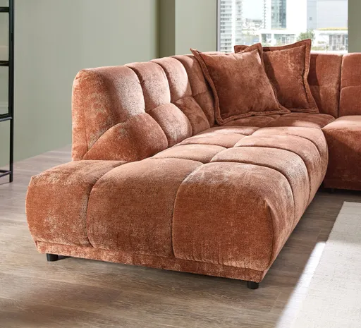 Ecksofa - Ecke links mit 3-Sitzer, Stoff, Rost