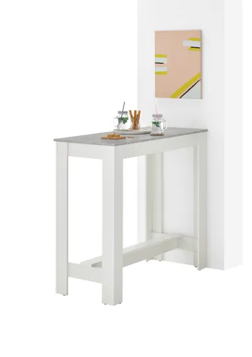 Bartisch - LB ca. 115x50 cm, Betonoptik, Weiß