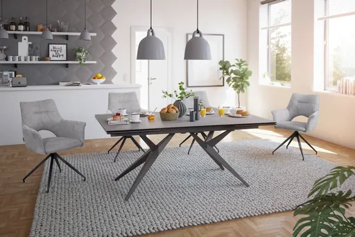 Esstisch MICHELA - ausziehbar, LB ca. 180x95 cm, Glaskeramik, Dunkelgrau