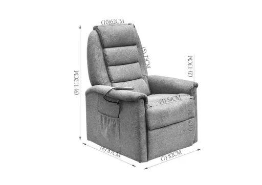 TV-Sessel MYRON - Relaxfunktion, Aufstehhilfe, Stoff, Grau
