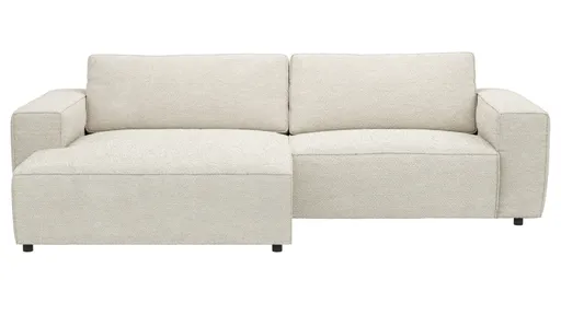 Ecksofa Lilaia - Chaise Longue XL mit 1,5-Sitzer XL rechts, Stoff, Creme