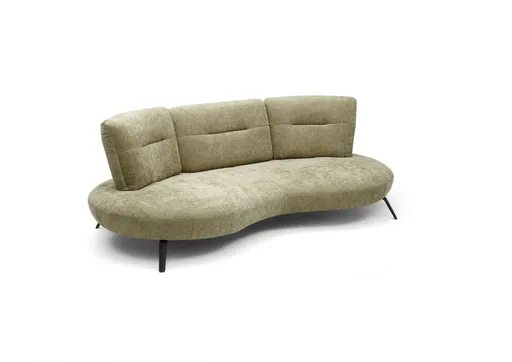 Nierensofa PACEY - 3-Sitzer, Stoff, Olive
