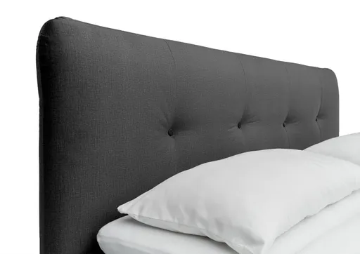 Boxspringbett HOLLIE- Liegefläche ca. 180x200 cm, Stoff, Anthrazit, inkl. Topper