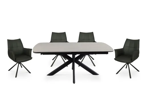 Esstisch MAXIE - ausziehbar, LB ca. 190x98 cm, Glaskeramik, Travertin farbig