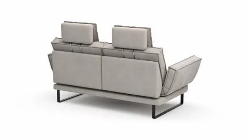 Sofa My - 2,5-Sitzer mit Rückenlehne/Armlehne verstellbar und Drehsitze inkl. Kopfstütze, Stoff, Hellgrau