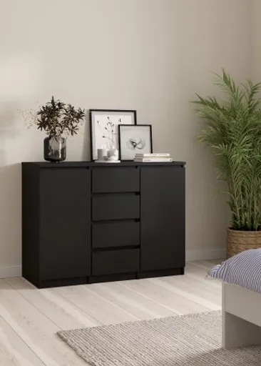 Kommode - B ca. 121 cm, Schwarz 