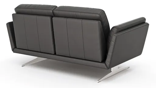 Sofa Tova - 2-Sitzer inkl. Rücken- und Armlehnfunktion, Kufe, Leder, Schwarz