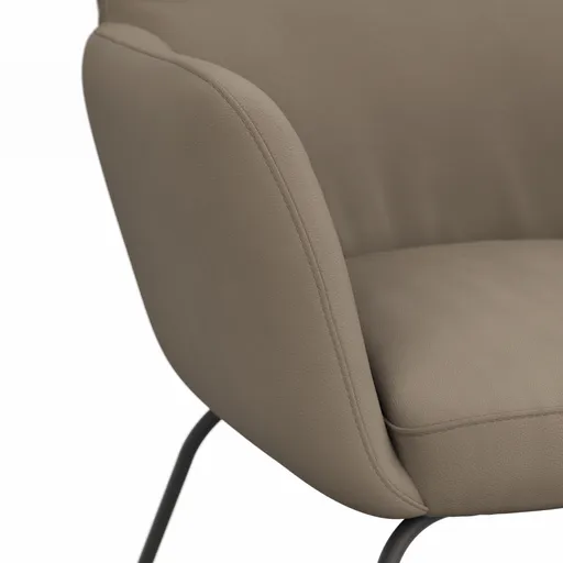 Armlehnstuhl Nashville - Leder, Taupe