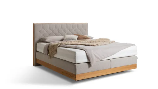 Boxspringbett Alpin Luxe - Liegefläche ca. 180x200 cm, Stoff, Graubeige