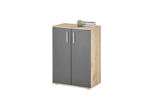 Kommode - B ca. 60 cm, Eiche Vicking Nachbildung, Grau