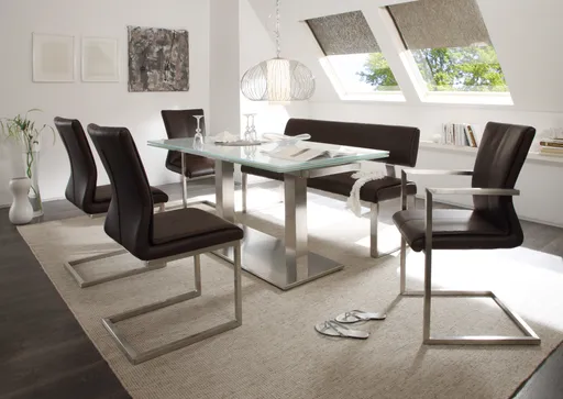 Esstisch - ausziehbar, LB ca. 250x90 cm, Glas, Weiß