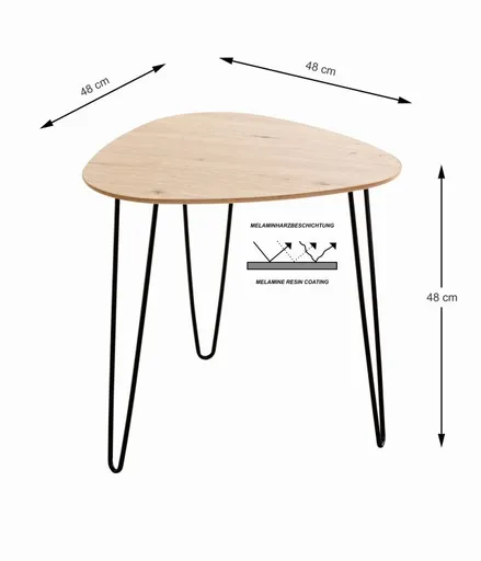 Beistelltisch - B/H/T ca. 48x48x48 cm, Eiche Nachbildung, Schwarz