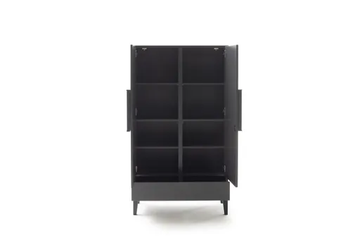 Highboard Jyn - ca. 91x162x41 cm, Lack, Schwarz