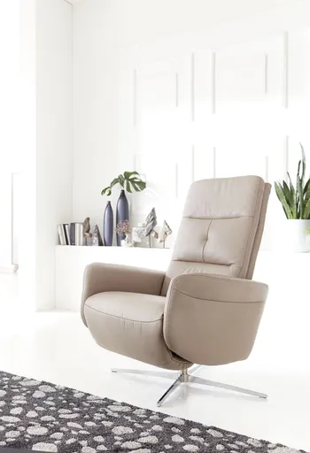 TV-Sessel Melbourne - Relaxfunktion motorisch, Größe S, Leder, Taupe
