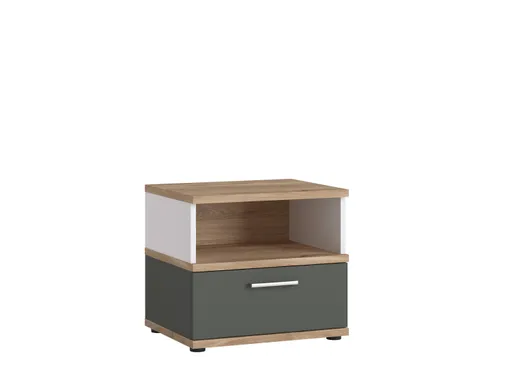 Nachtkonsole- Weiß, Graphit, Eiche Dekor